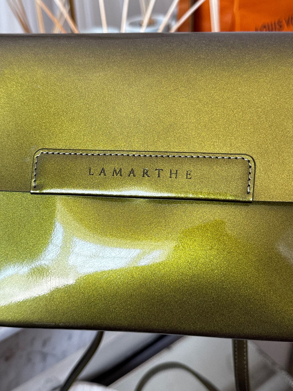 Miniature : sac lamarthe vert effet brillant neuf avec bandoulière et pochette 