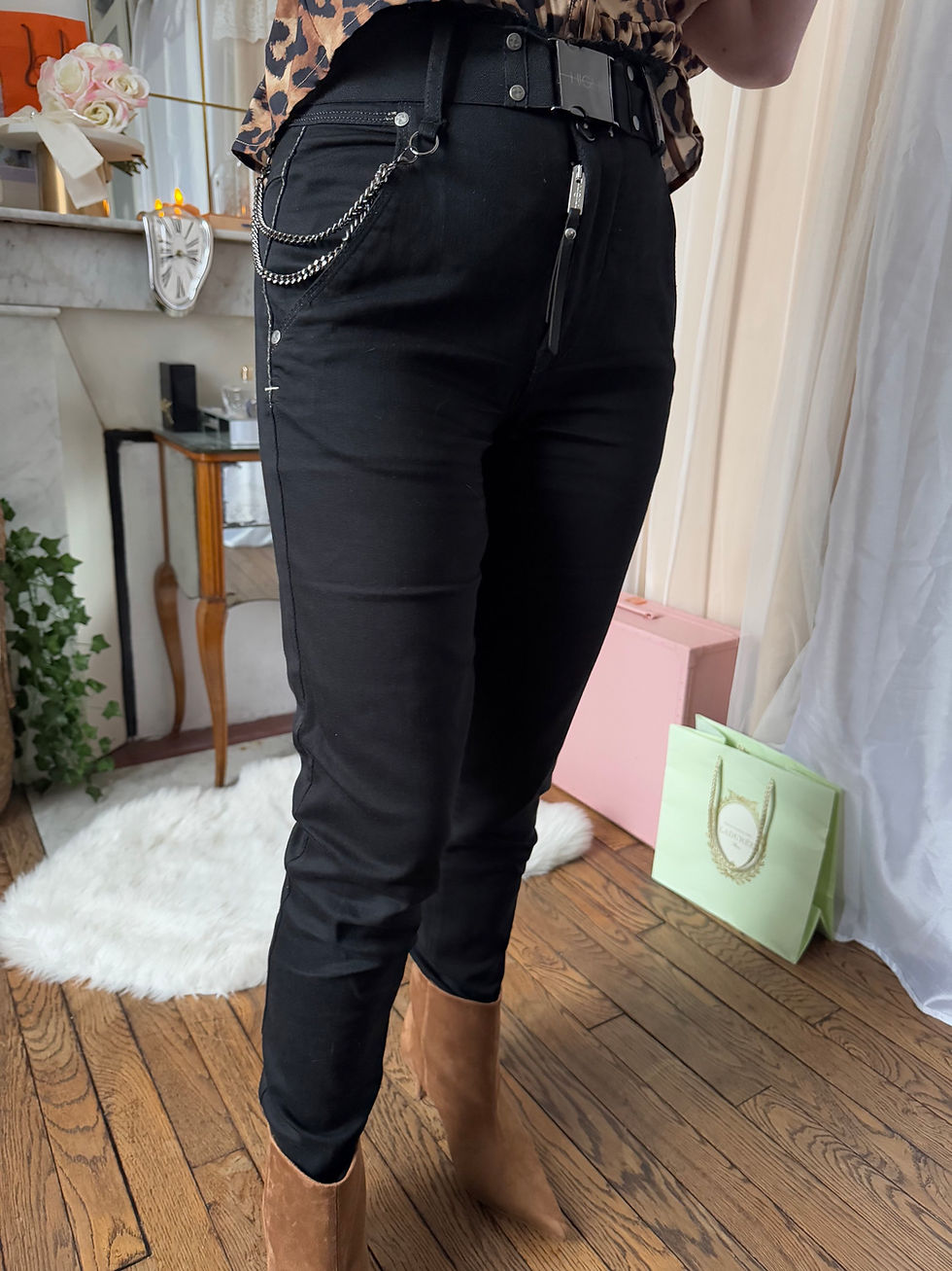 Miniature : Jeans high noir en très bon état taille 38 taille 38 cm