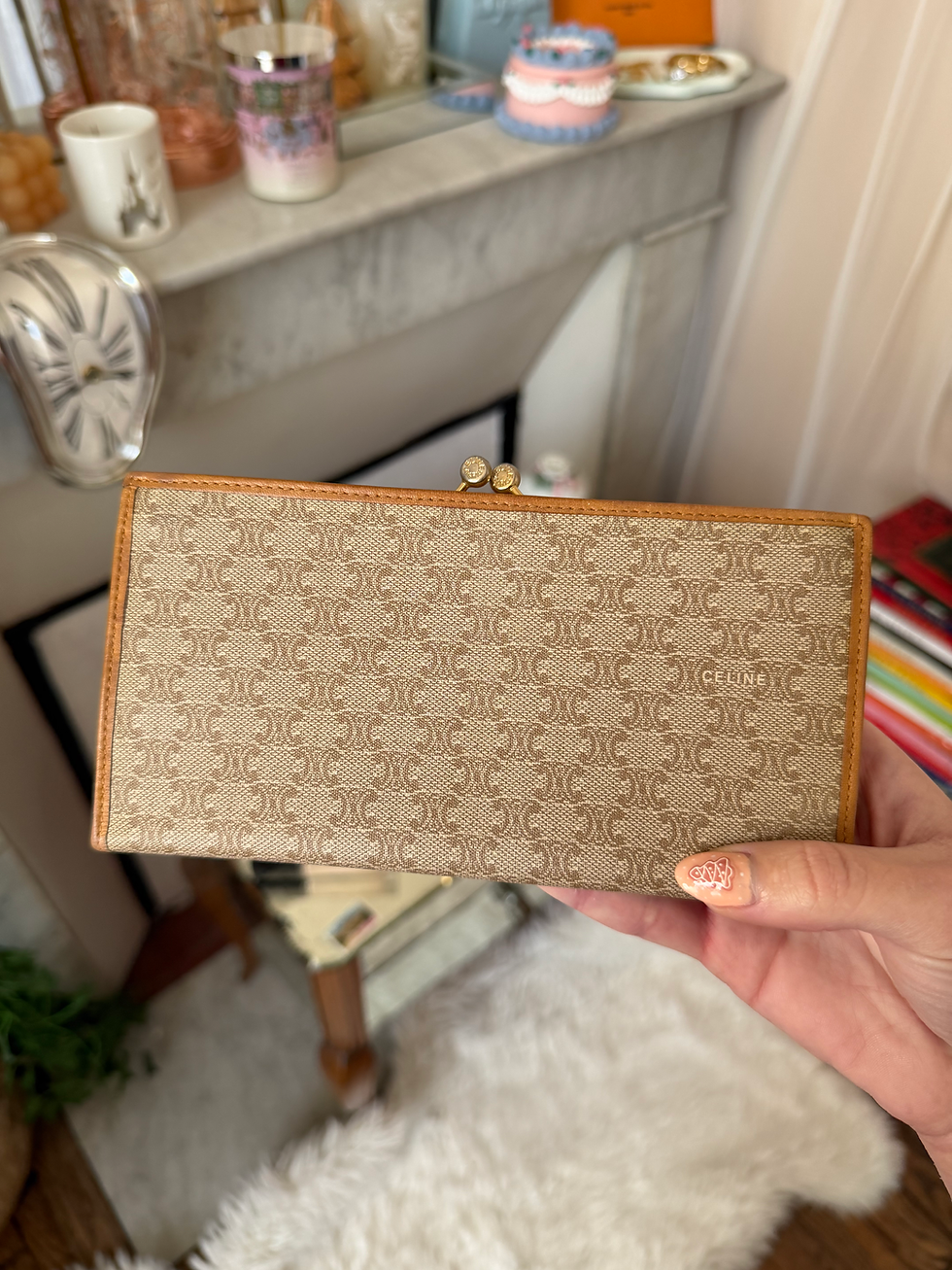 Miniature : Portefeuille Céline en toile Triomphe avec finitions cuir camel
