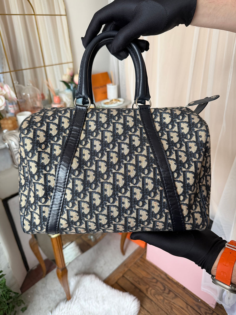 Miniature : Sac Christian Dior Boston vintage – monogram Dior Oblique