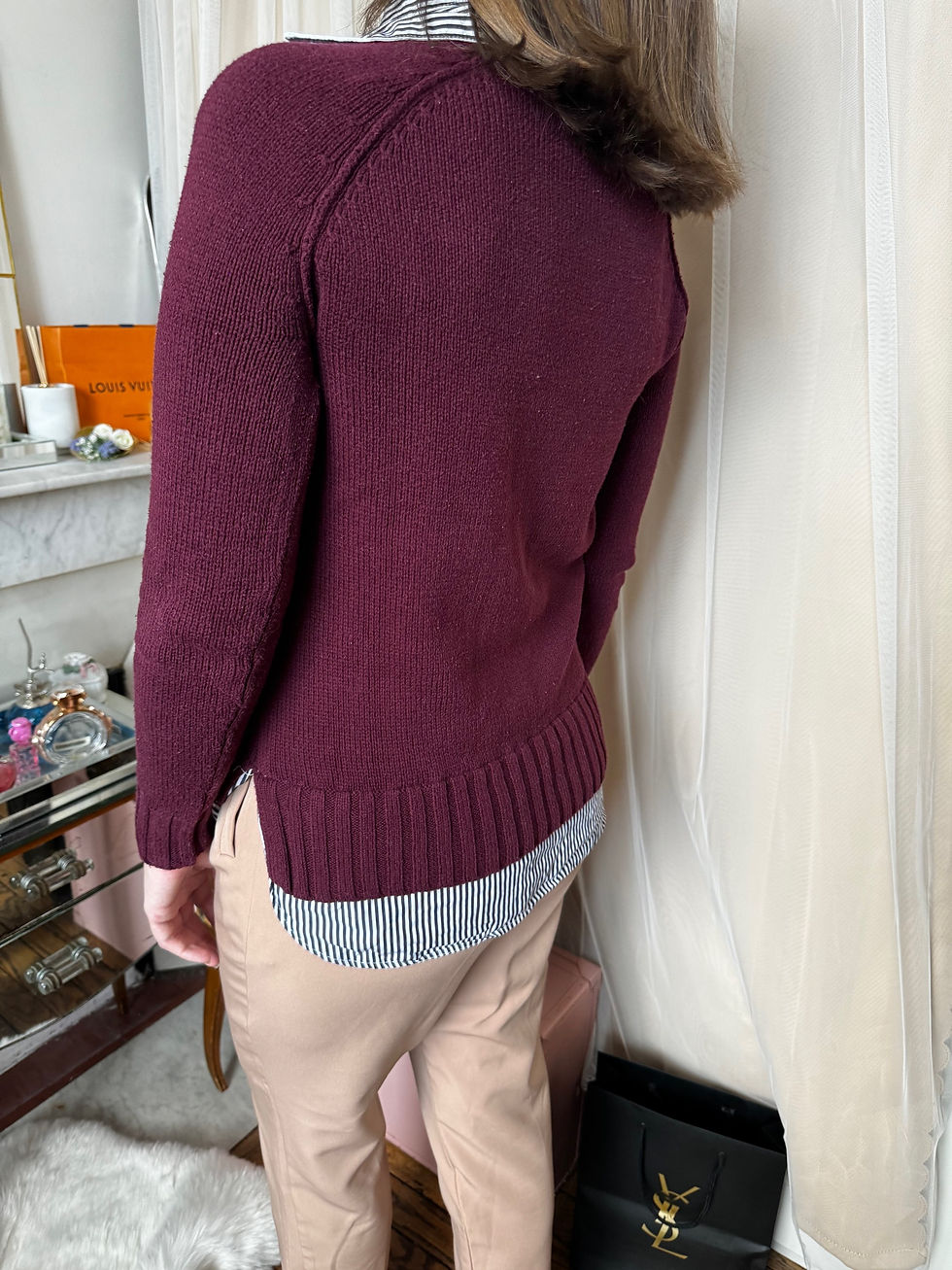 Miniature : Pull Lauren rouge bordeaux taille xs en bon état en coton 