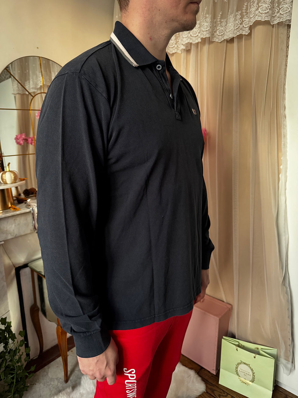 Miniature : Polo longue manche napapjari bleu marine en bon état taille xxxl avec du coton 
