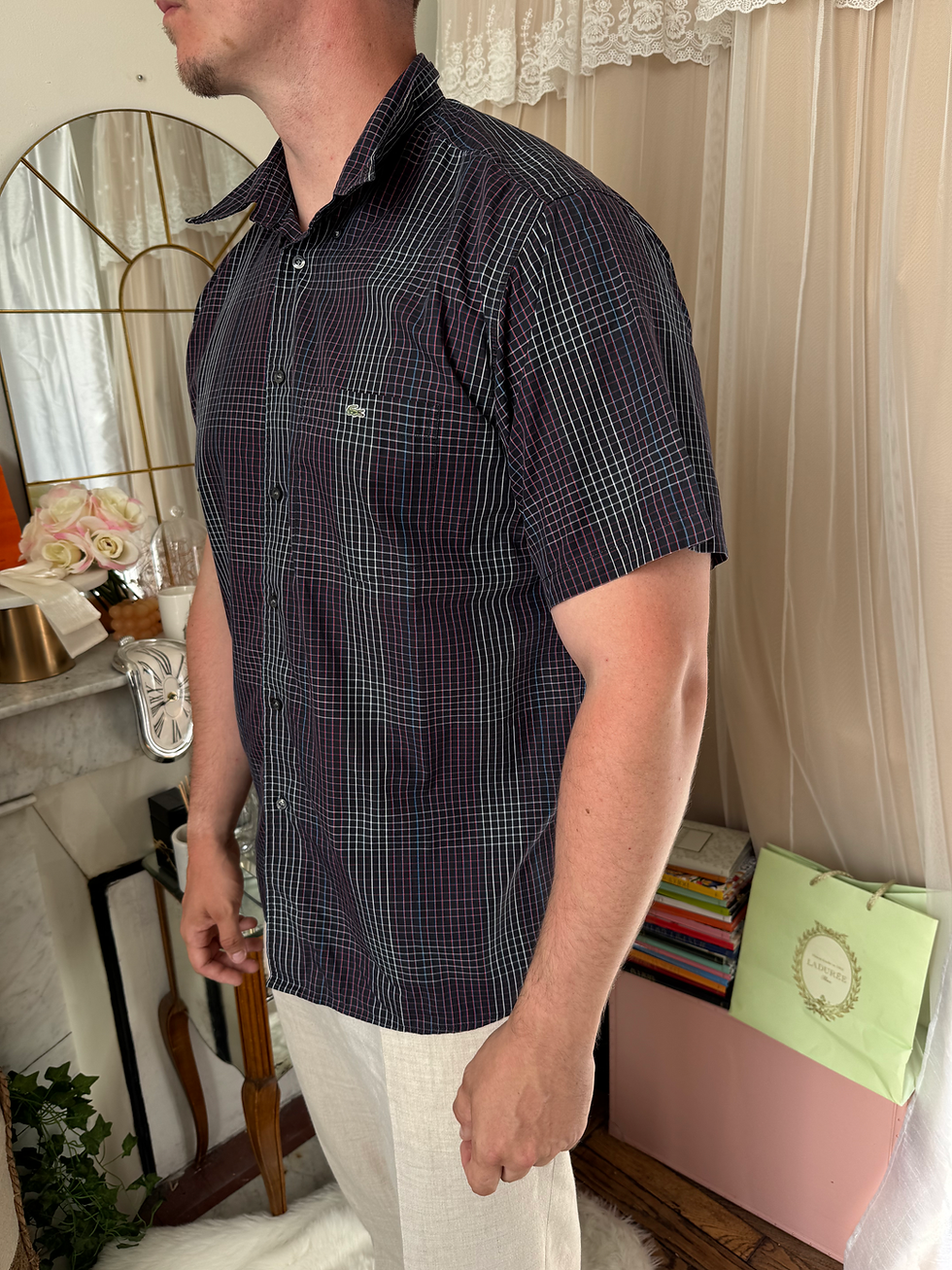 Miniature : Chemise Lacoste taille xl noir à carreaux en très bon état 