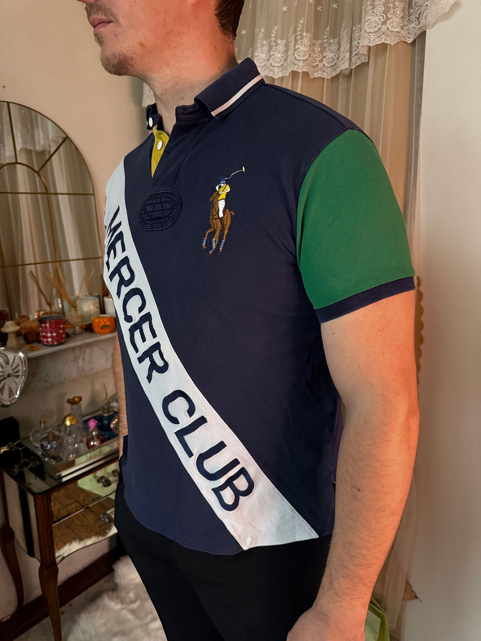 Miniature : Polo Ralph Lauren bleu et blanc, vert  taille l en bon état en coton 