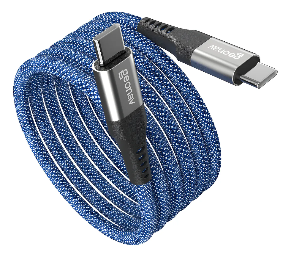 Cabo Usb-c Para Usb-c até 100W Com organizador Corpo Magnético Nylon Azul Geonav
