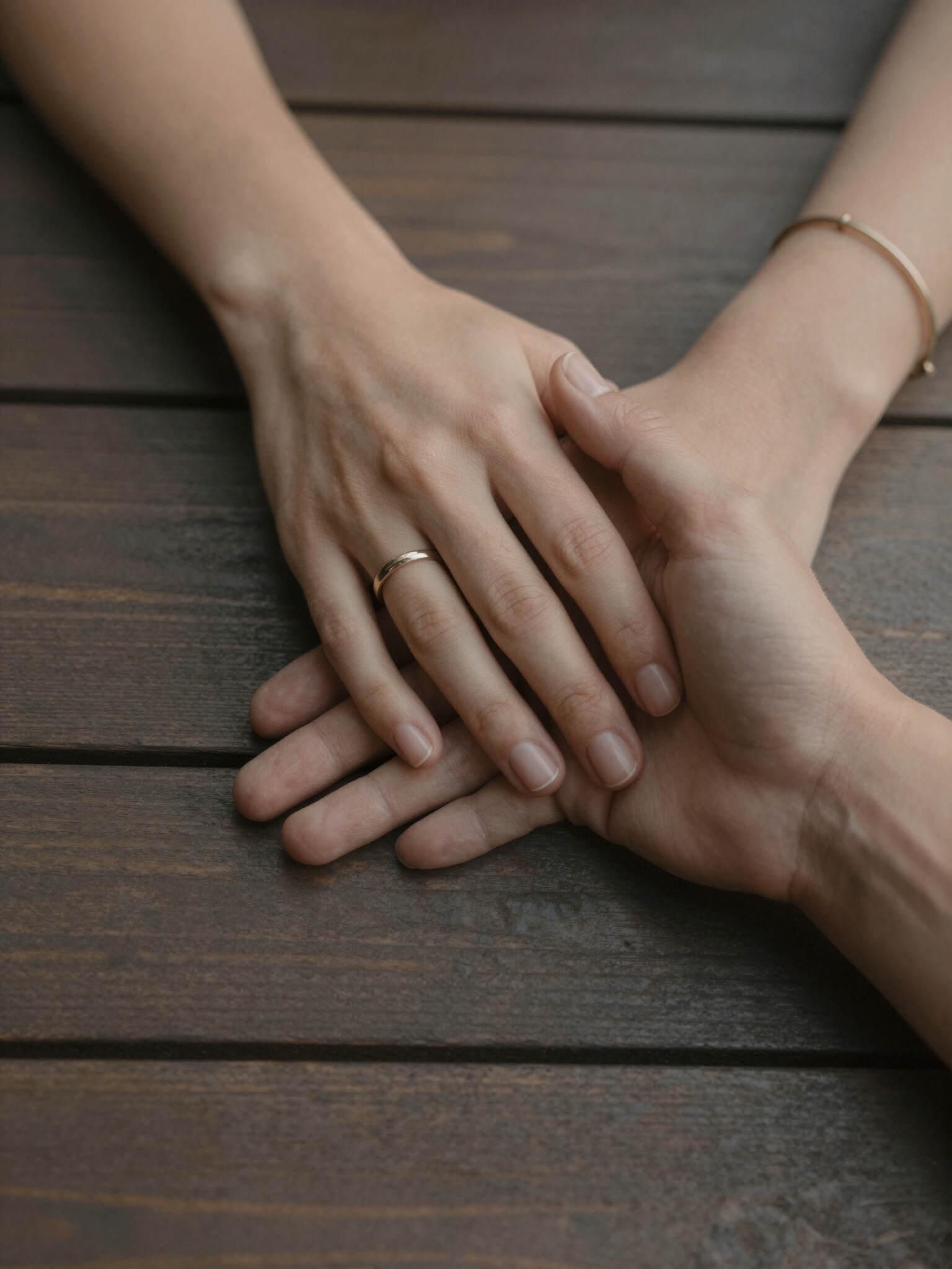 Couple holding hands
