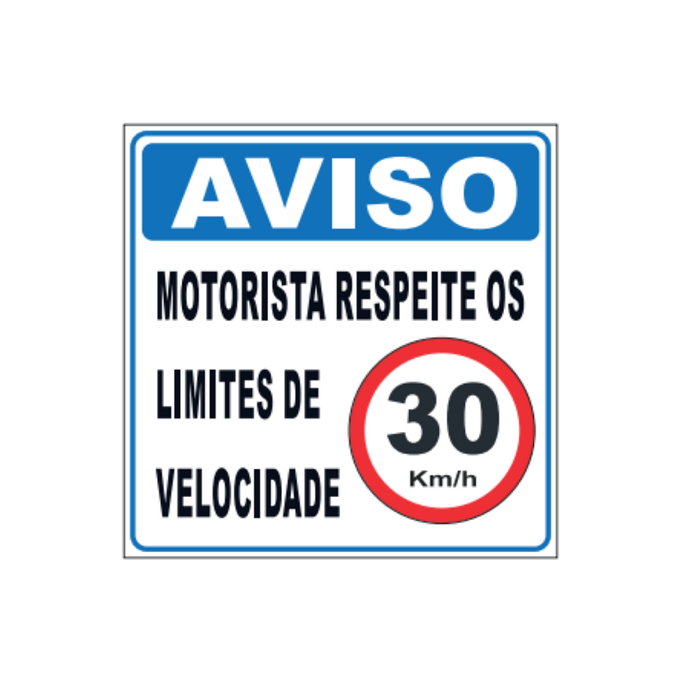 Aviso limite de velocidade 30km