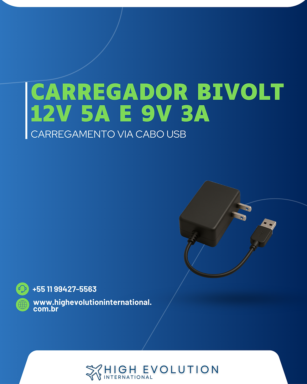 CARREGADOR BIVOLT 12V 5A E 9V 3A