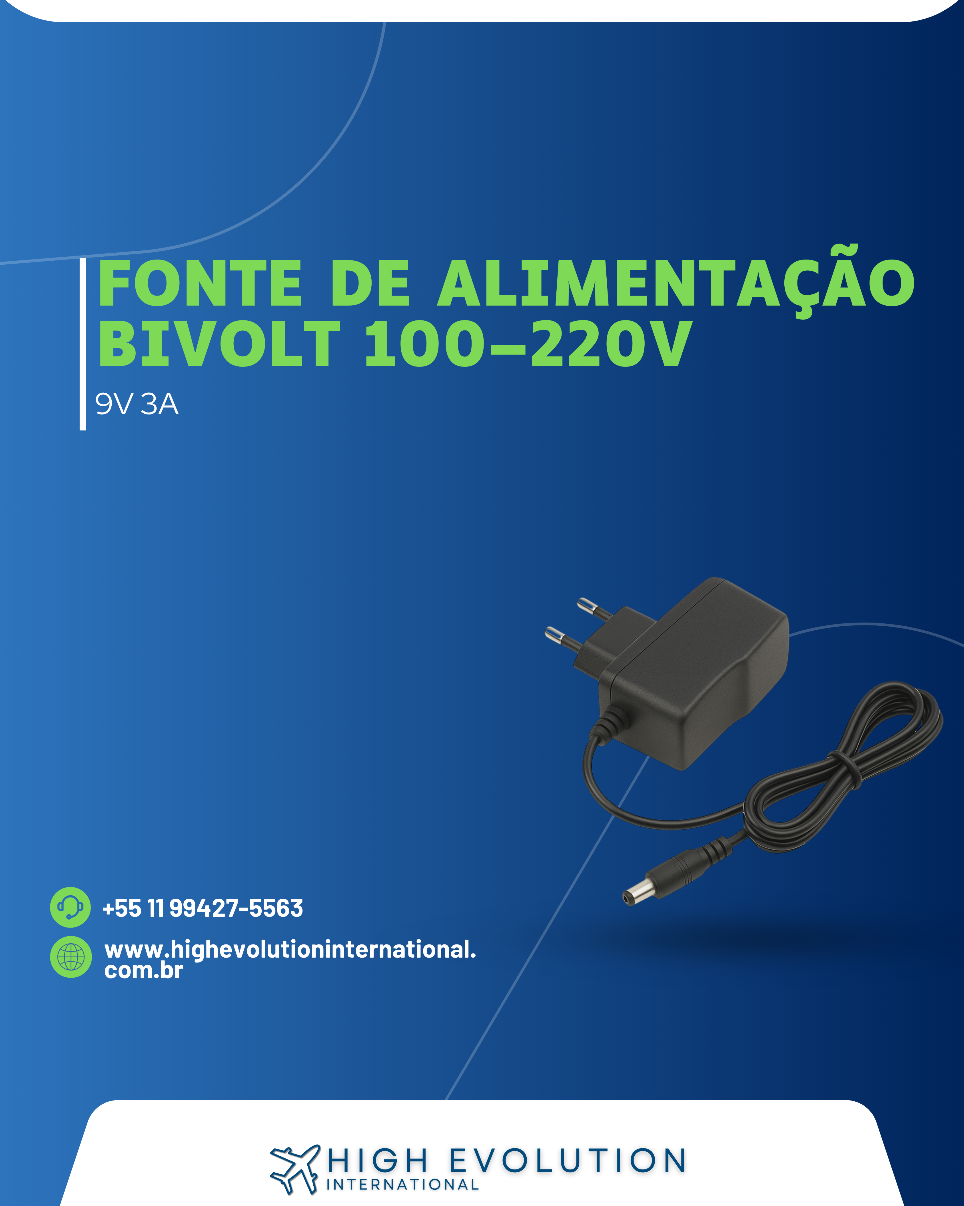FONTE DE ALIMENTAÇÃO BIVOLT 9V 3A
