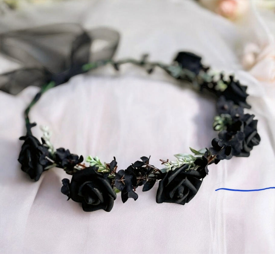 Black Rose Flower Crown