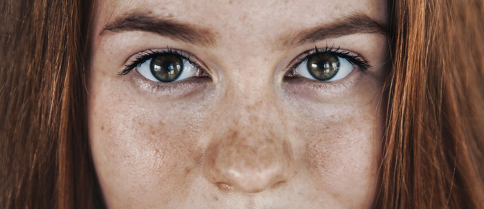 Eyes face beautician freckles teenager portrait with healthy skin and red hair,foxy hair,