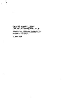 Rapport du vérificateur 31 mars 2020 - 