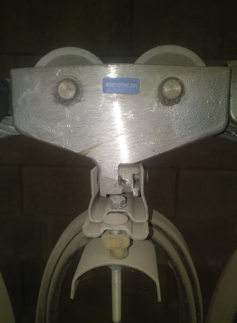 Миниатюра: Chariot double sur filin porteur 8-12mm pour câbles plats 75x15