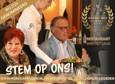 Nederlandse Horeca Prijzen nomineert Restaurant De Gezelligheid voor titel ‘Restaurant van het Jaar’