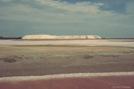 Expansive colorful salt flats in La Camargue, France