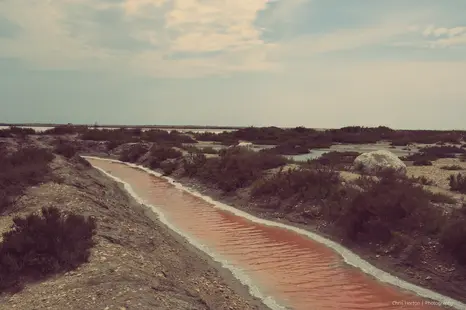 Colorful salt pans in La Camargue, France