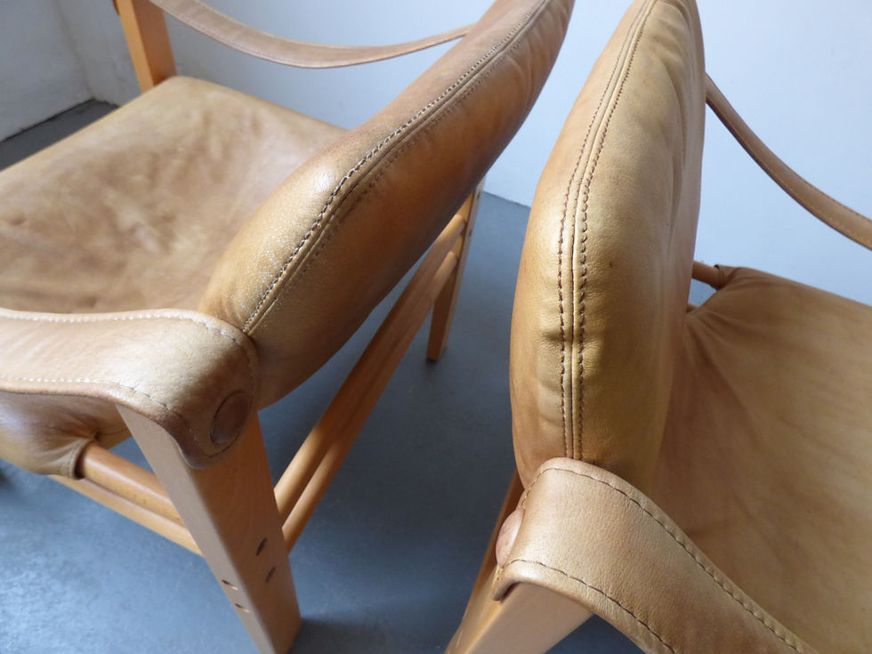 Thumbnail: Tan leather safari chair by Skippers Møbler