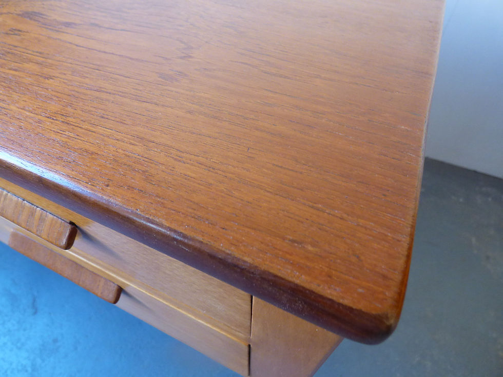 Thumbnail: Large Danish teak and beech writing table desk 1950s