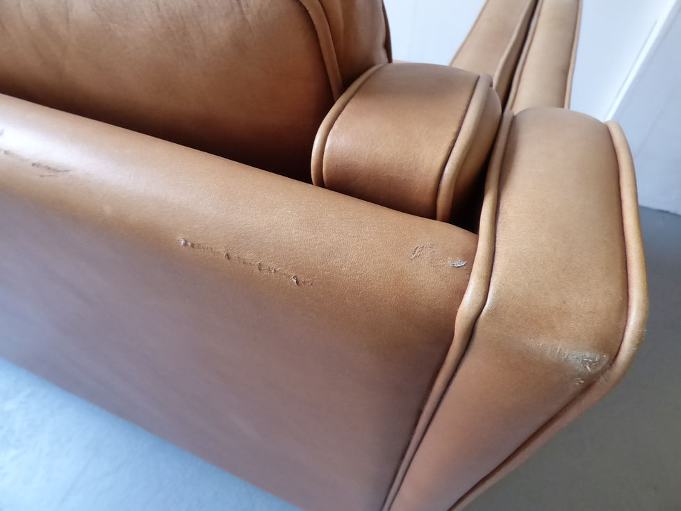 Thumbnail: Danish tan leather 3 seater sofa