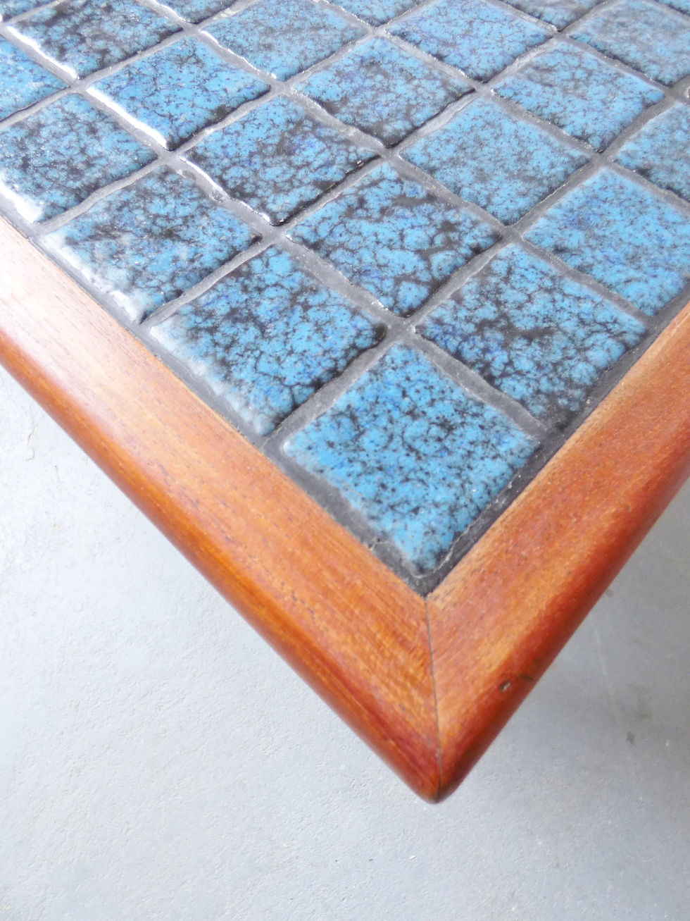 Thumbnail: 1960s Danish teak coffee table with blue tiles
