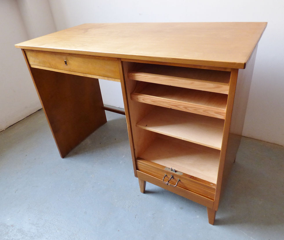 Thumbnail: Vintage Danish beech desk with tambour door