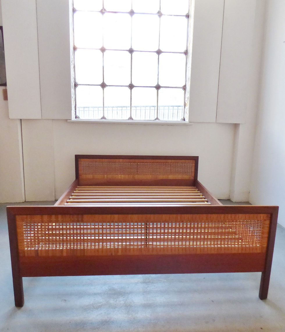 Thumbnail: Mid-century Danish teak and cane double bed