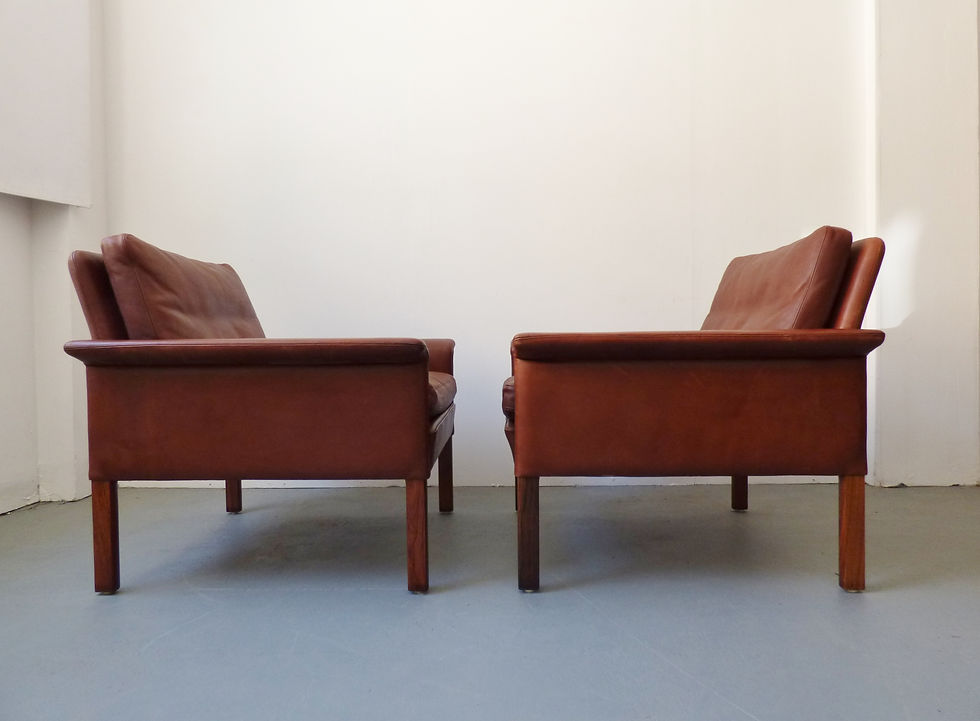 Thumbnail: 1960s leather and rosewood armchair by Hans Olsen