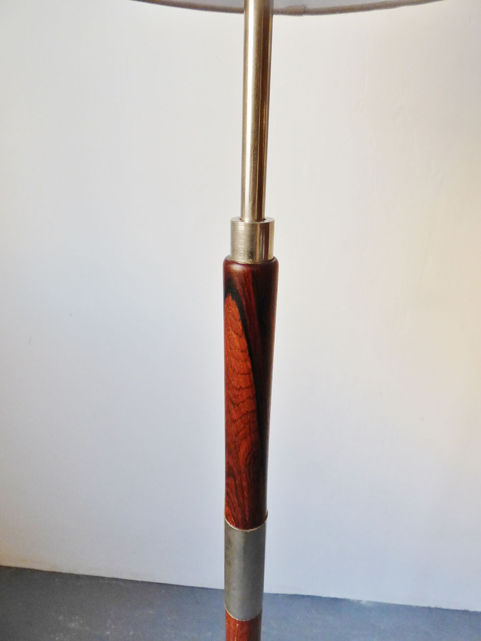 Thumbnail: Mid-century chrome and rosewood standard lamp