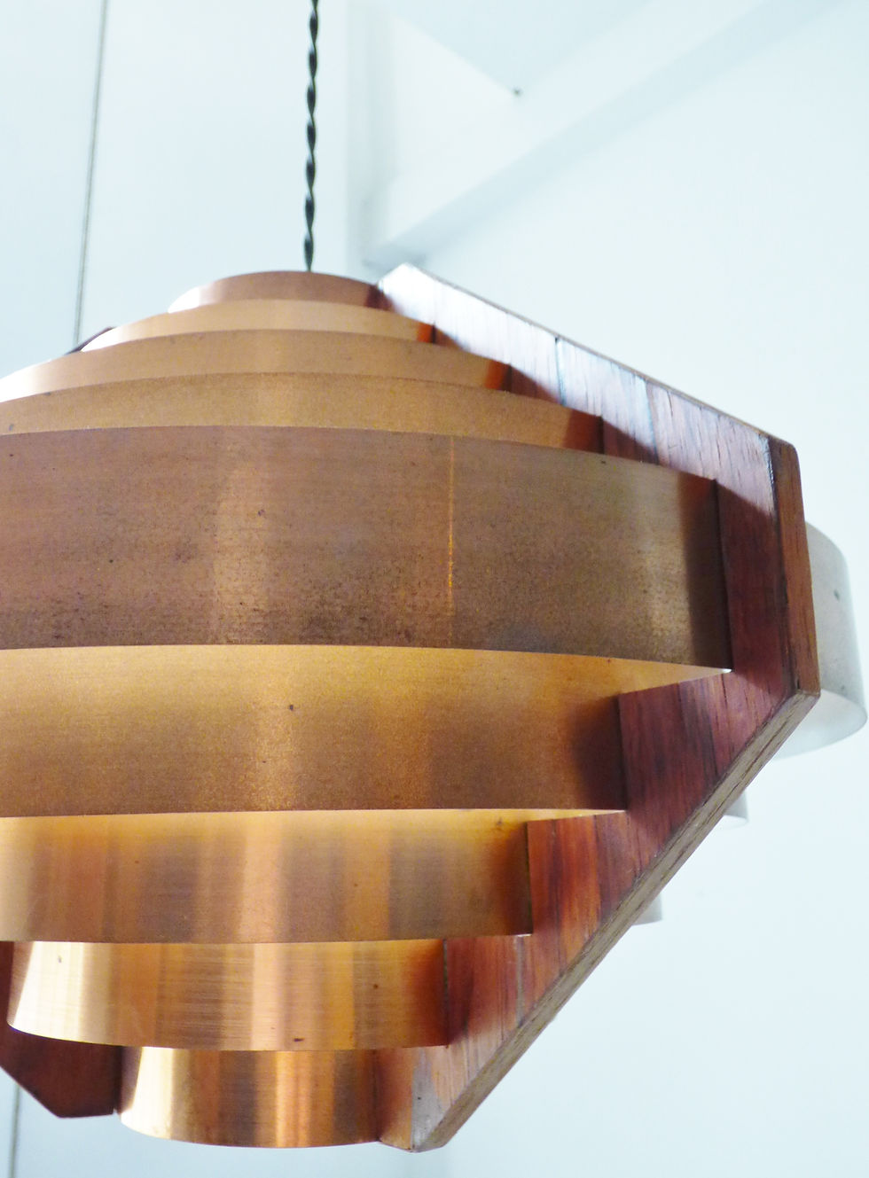 Thumbnail: Mid-century Danish copper and teak pendant lamp
