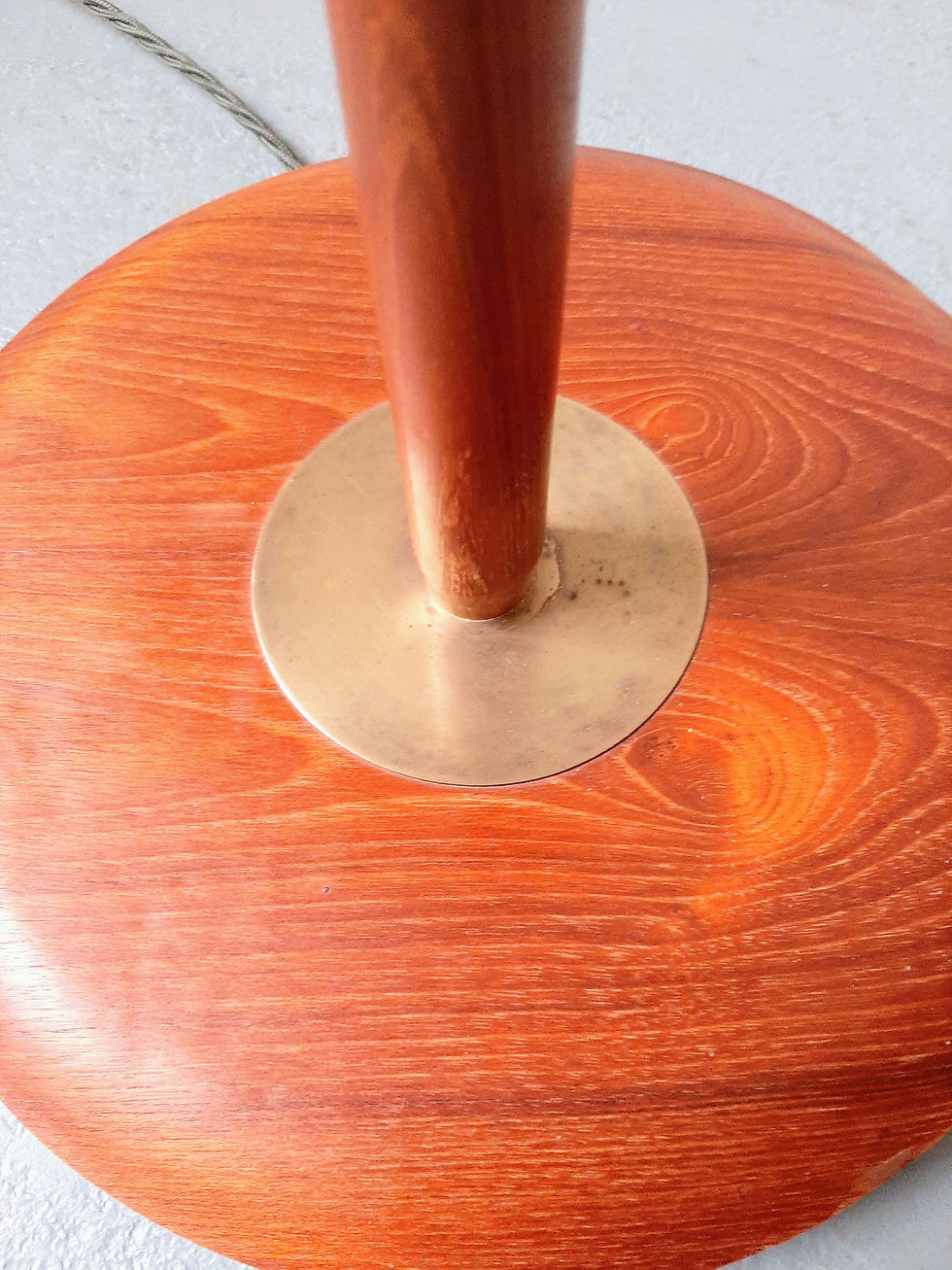 Thumbnail: 1960s Danish teak and brass standard lamp with pleated shade