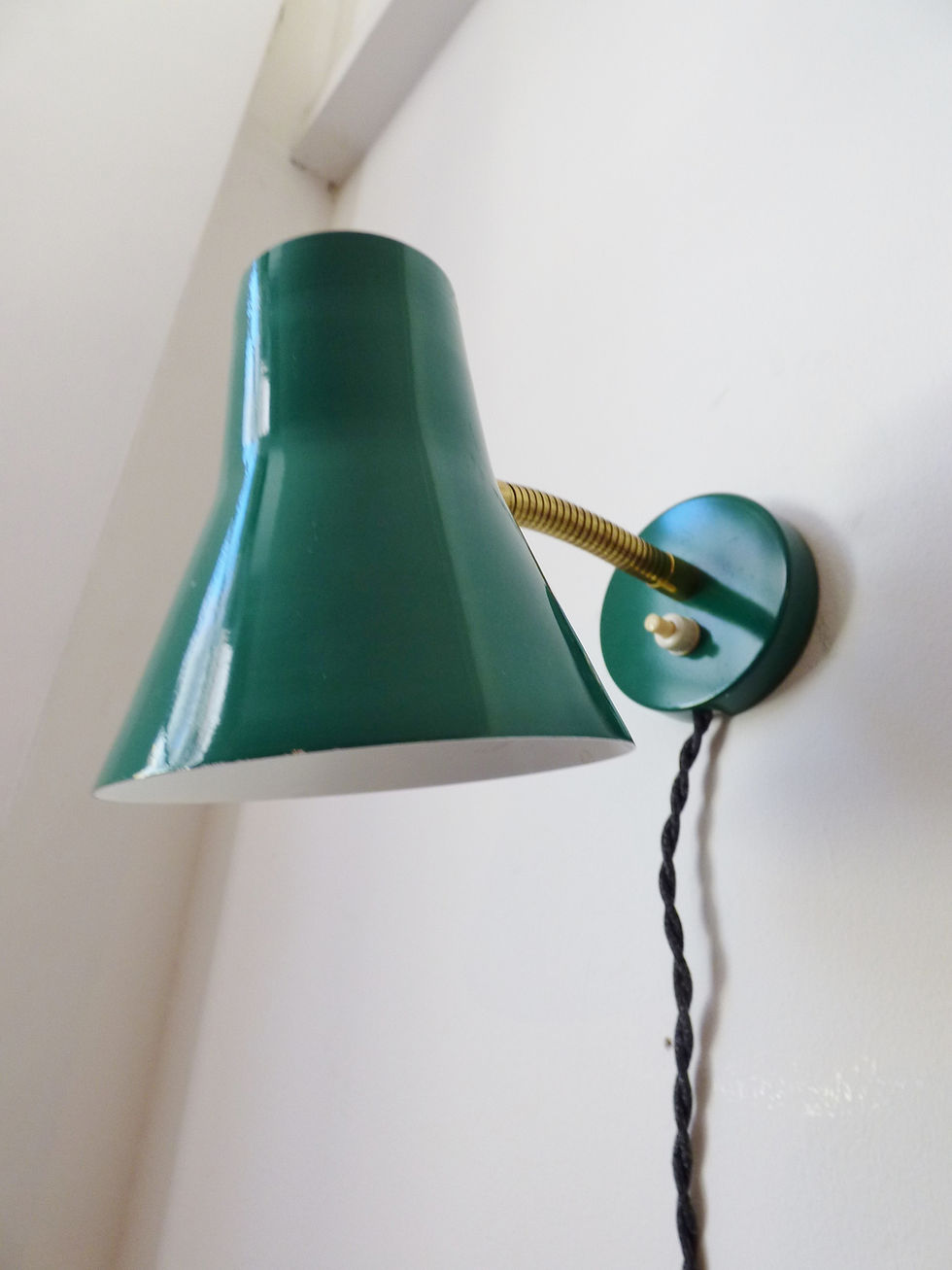 Vintage green enamel wall lamp