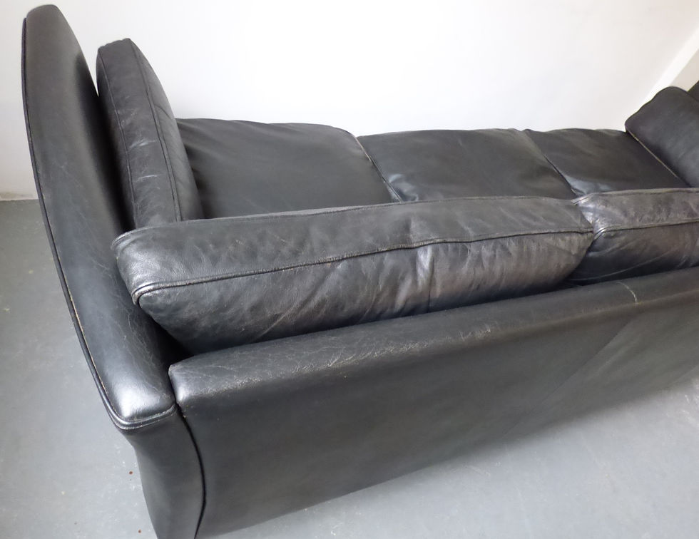 Thumbnail: Black leather 3 seater Stouby sofa