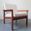 Thumbnail: Mid-century Danish teak lounge chair with pin striped cushions
