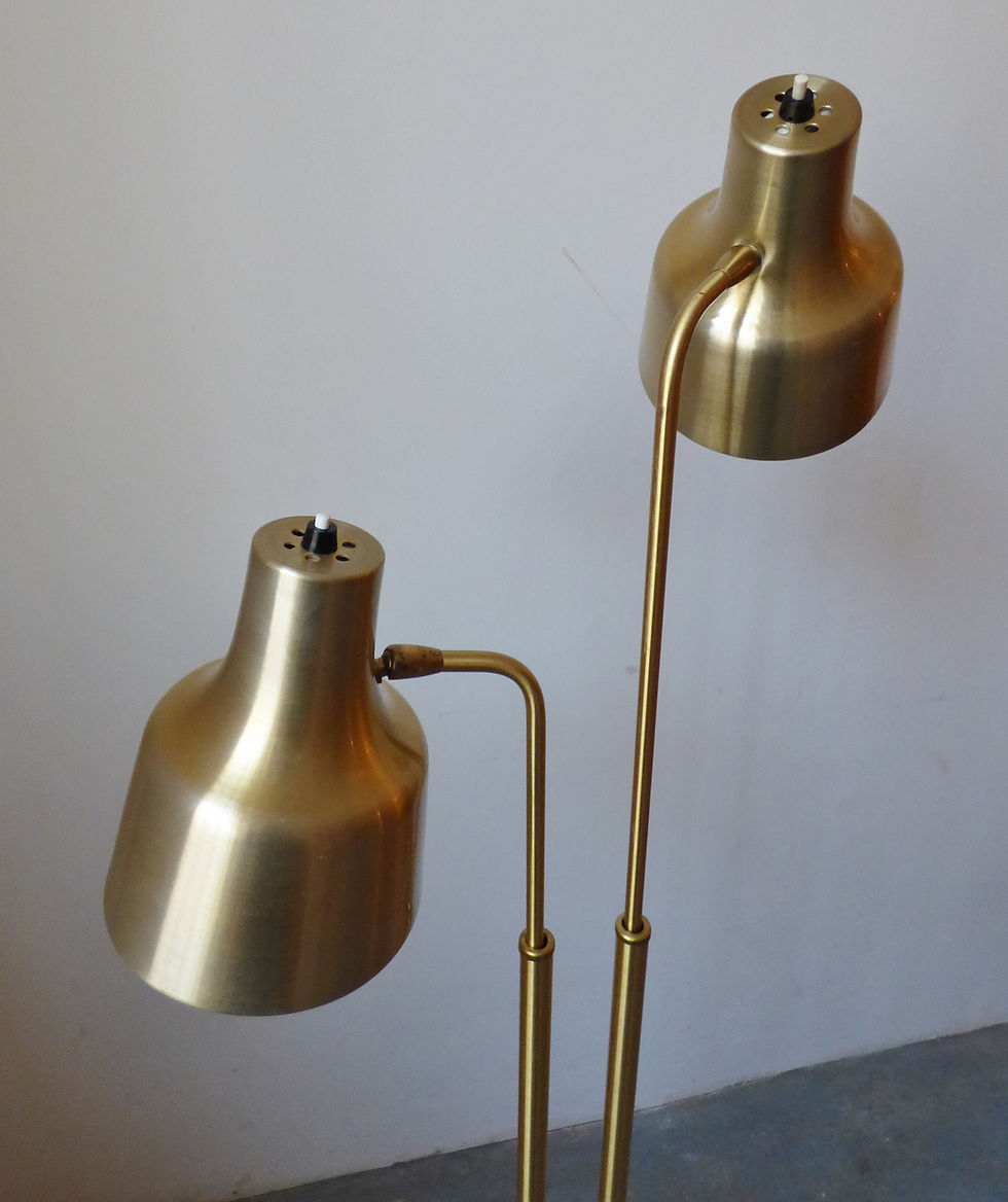 Thumbnail: Mid-century Danish brass double floor lamp