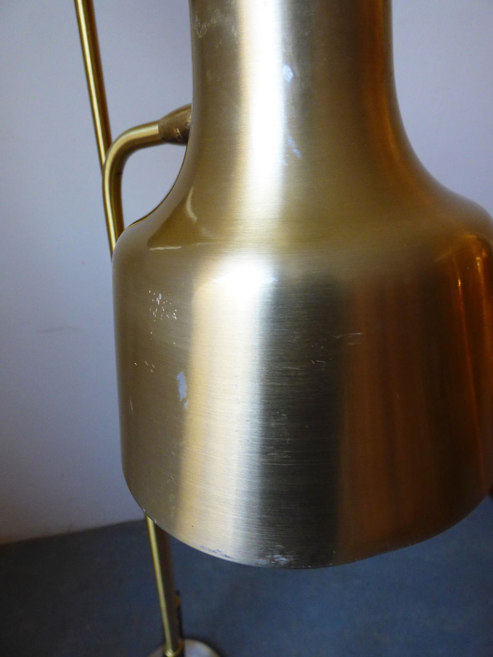 Thumbnail: Mid-century Danish brass double floor lamp