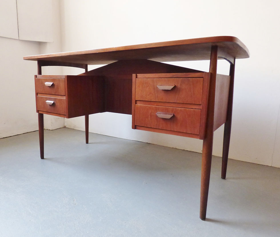 Mid-century Danish teak desk with floating top