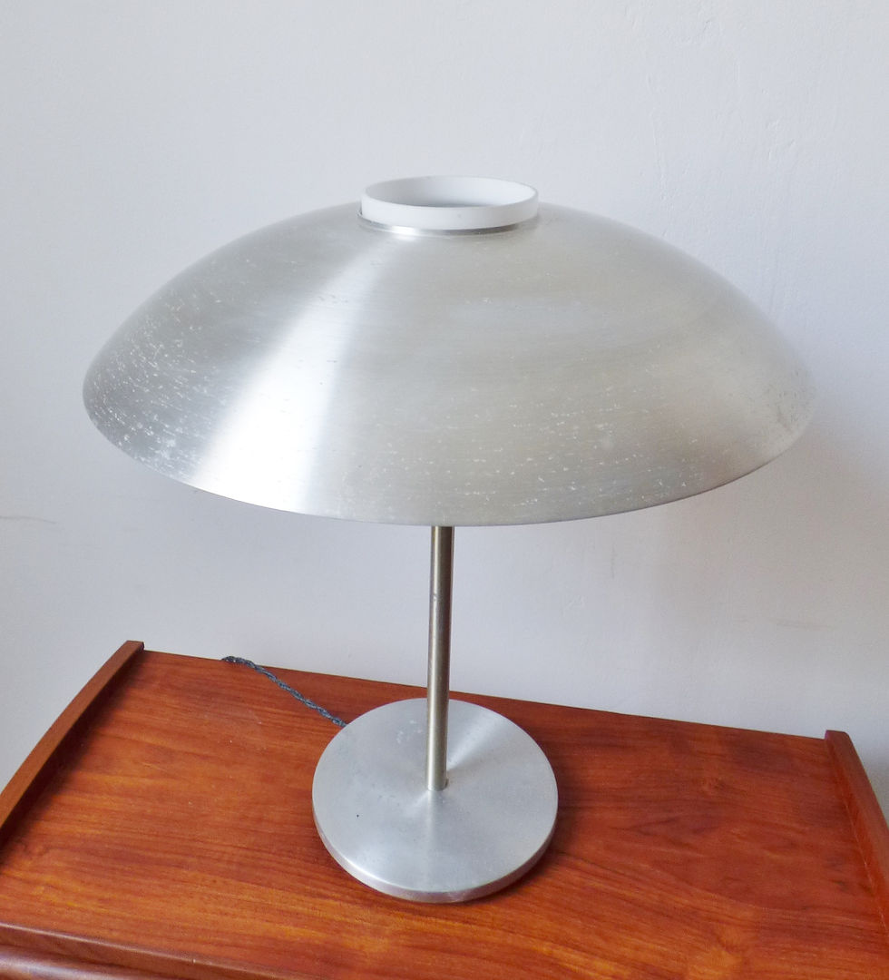 Thumbnail: 1950s Danish tiered aluminium and glass desk lamp