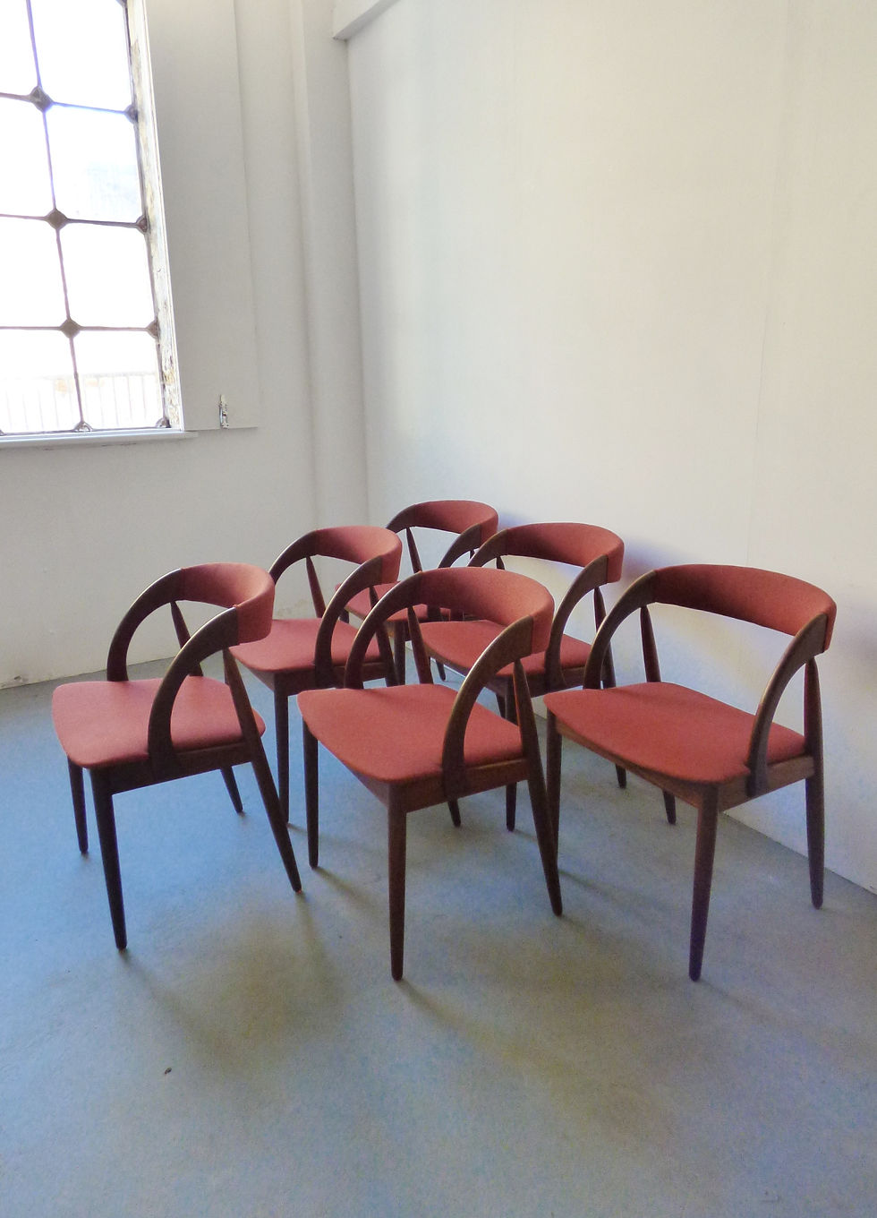 Danish teak dining chairs with horse shoe backs