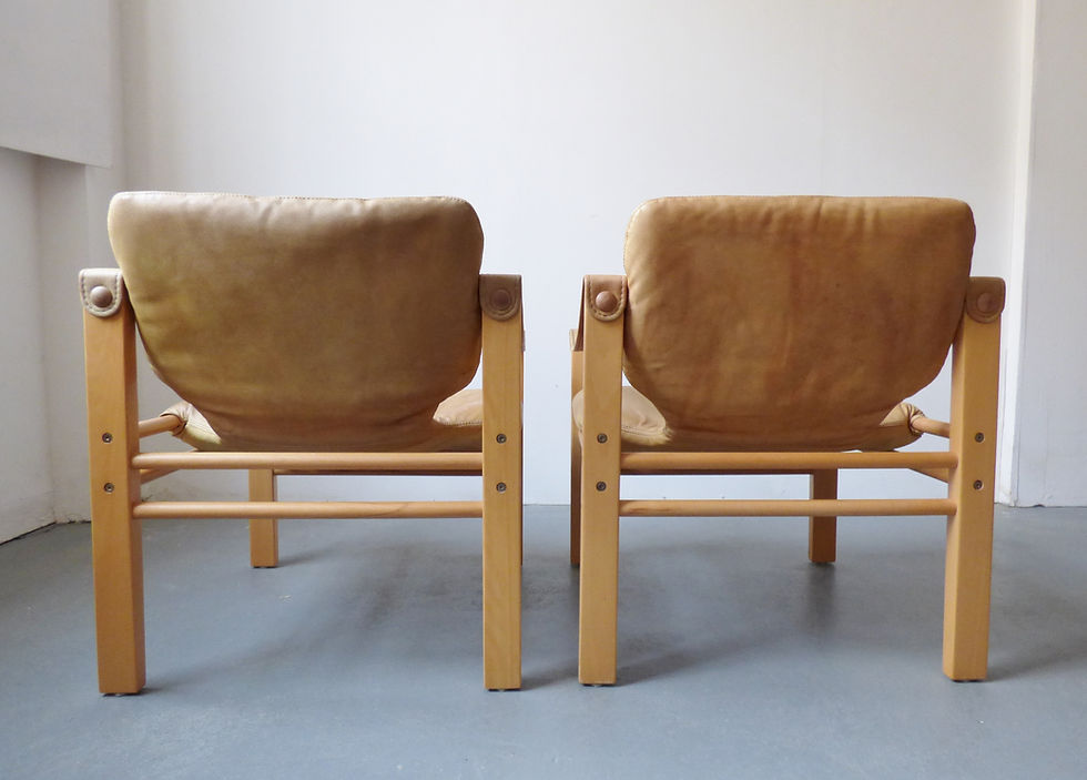 Thumbnail: Tan leather safari chair by Skippers Møbler