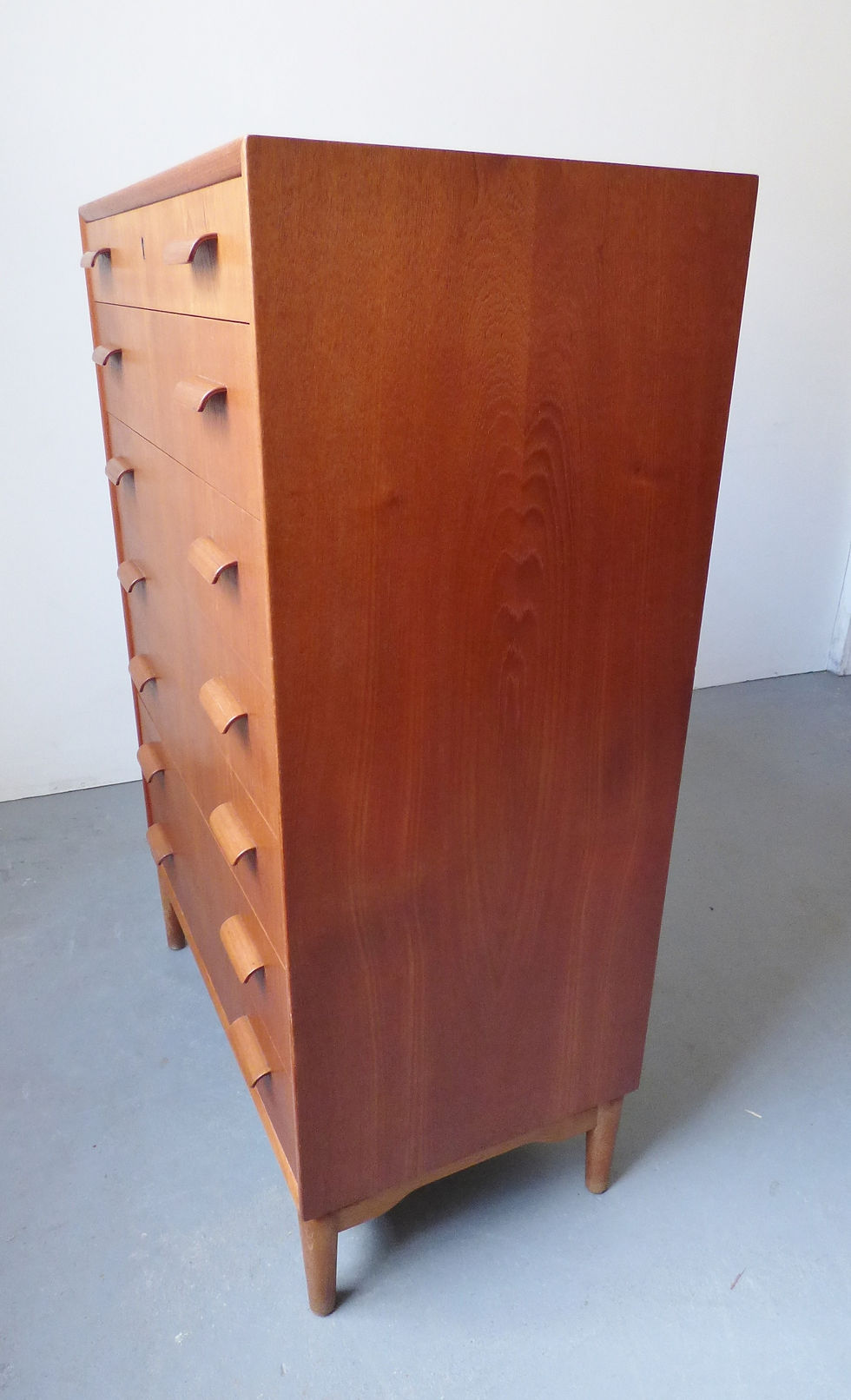 Thumbnail: 1950s Danish teak and oak tallboy chest of 7 drawers