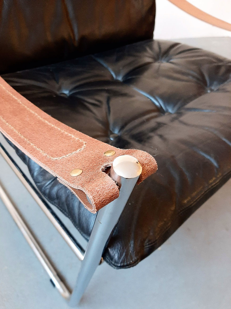 1970s chrome and leather armchair