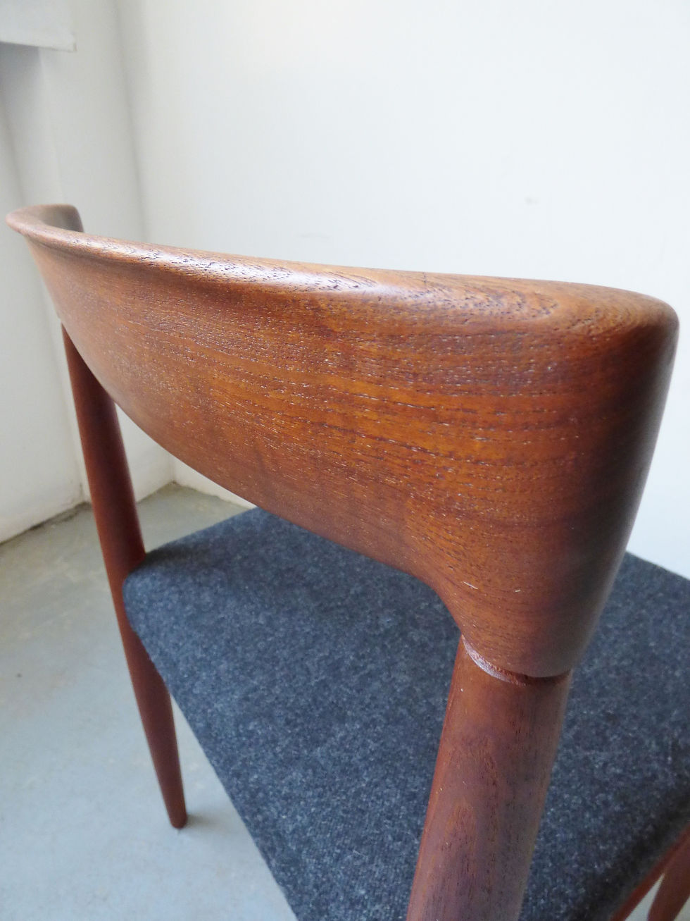 Thumbnail: Set of 4 mid-century Danish teak dining chairs with charcoal seats