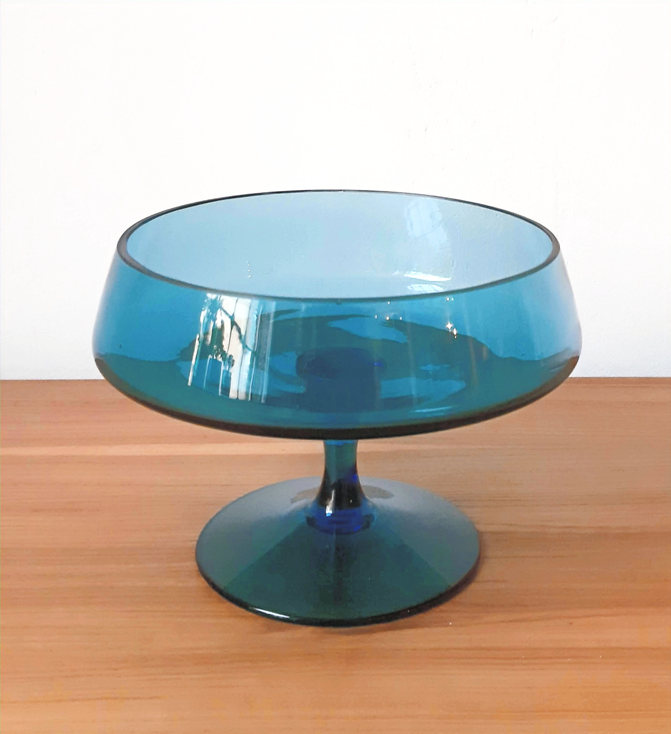 Vintage Danish Blue Glass Serving Bowl