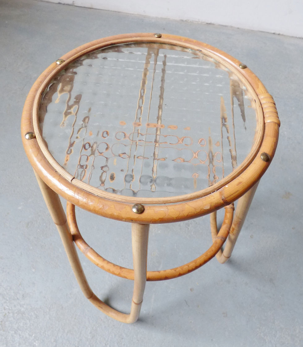 Thumbnail: Small 1970s bamboo and glass plant stand