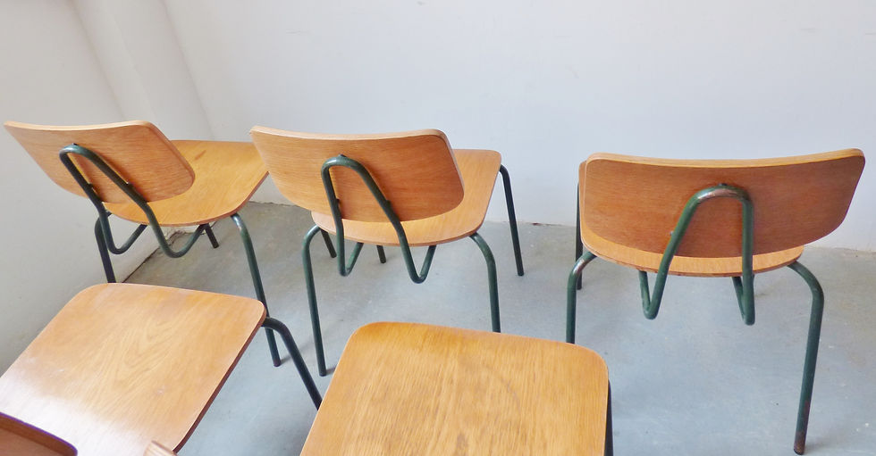 Thumbnail: Vintage industrial Danish stacking chairs