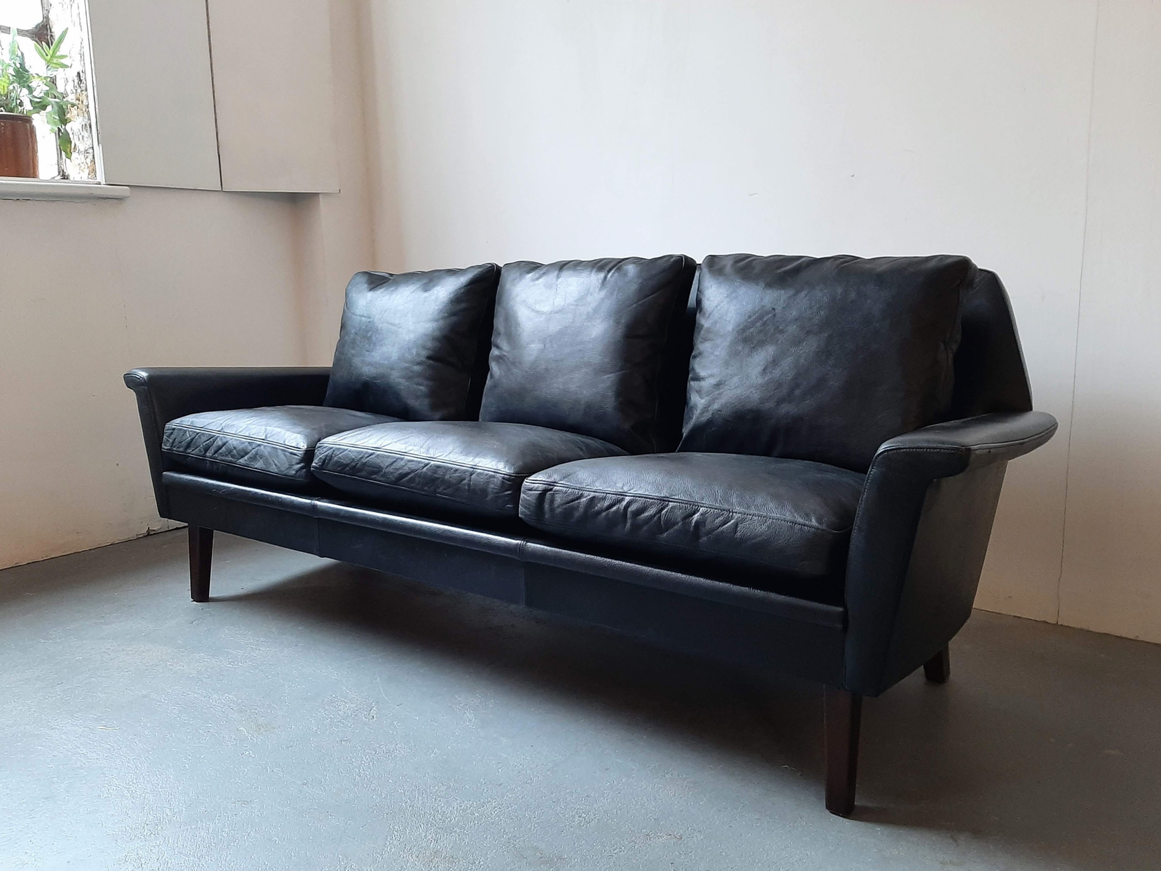 Mid-century Danish leather sofa