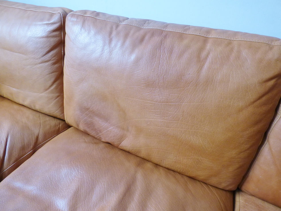 Thumbnail: Vintage tan leather 3 seater sofa