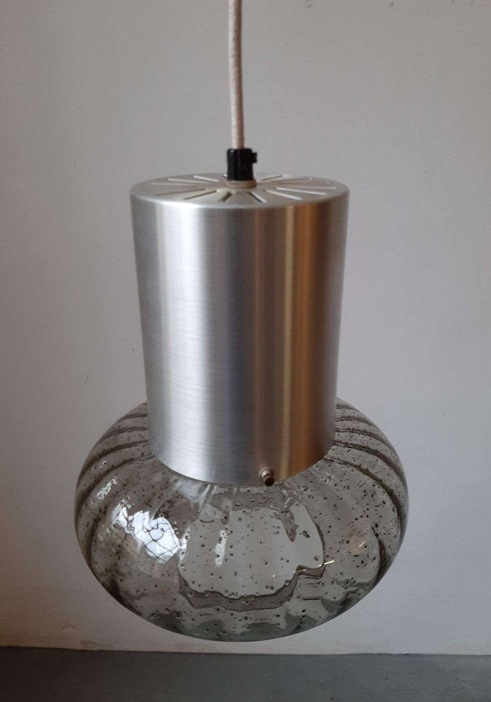 Thumbnail: 1960s Danish aluminium and smoked glass pendant light