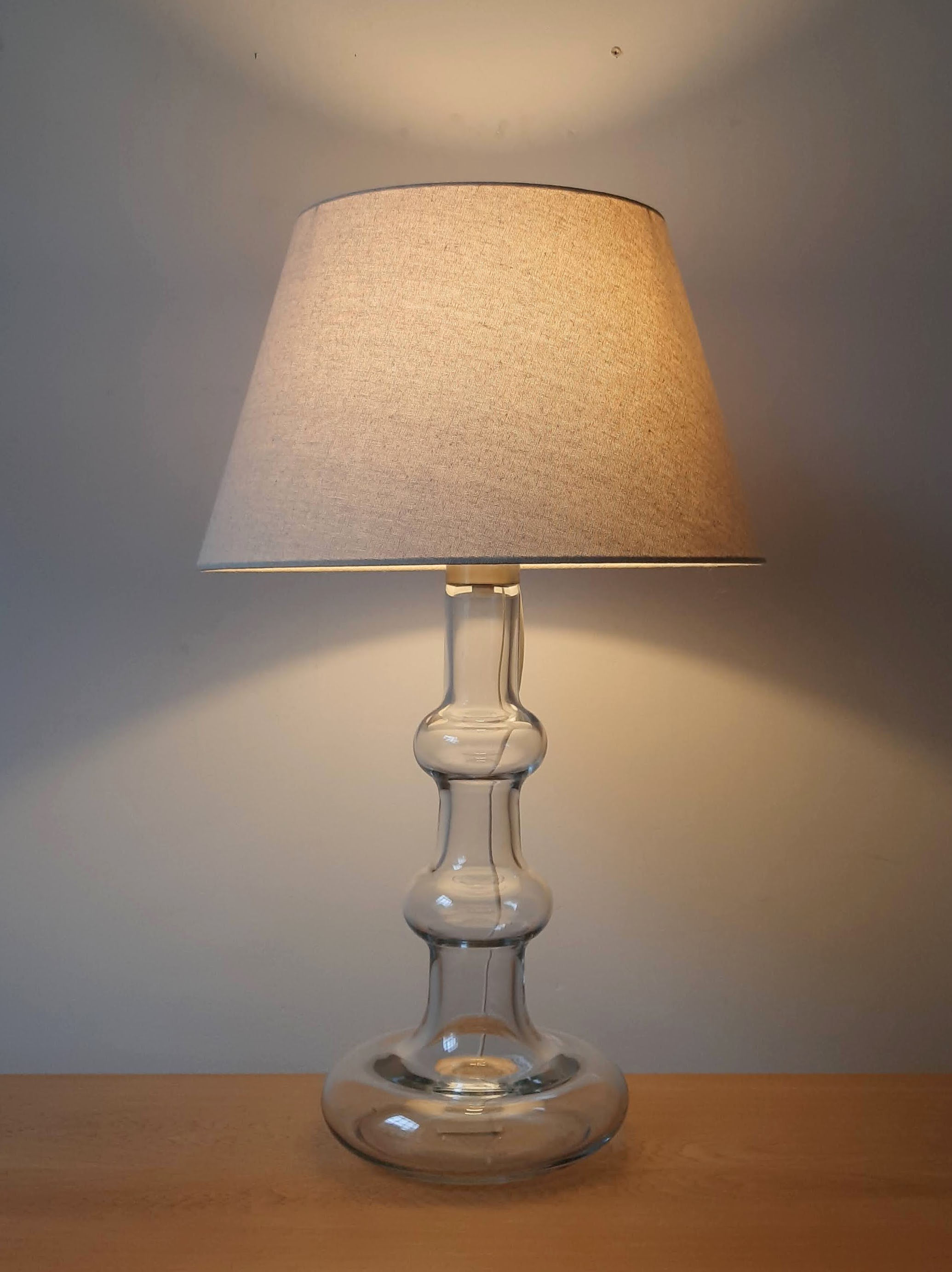Large 1970s 'Mandarin' Clear Glass Table Lamp by Holmegaard