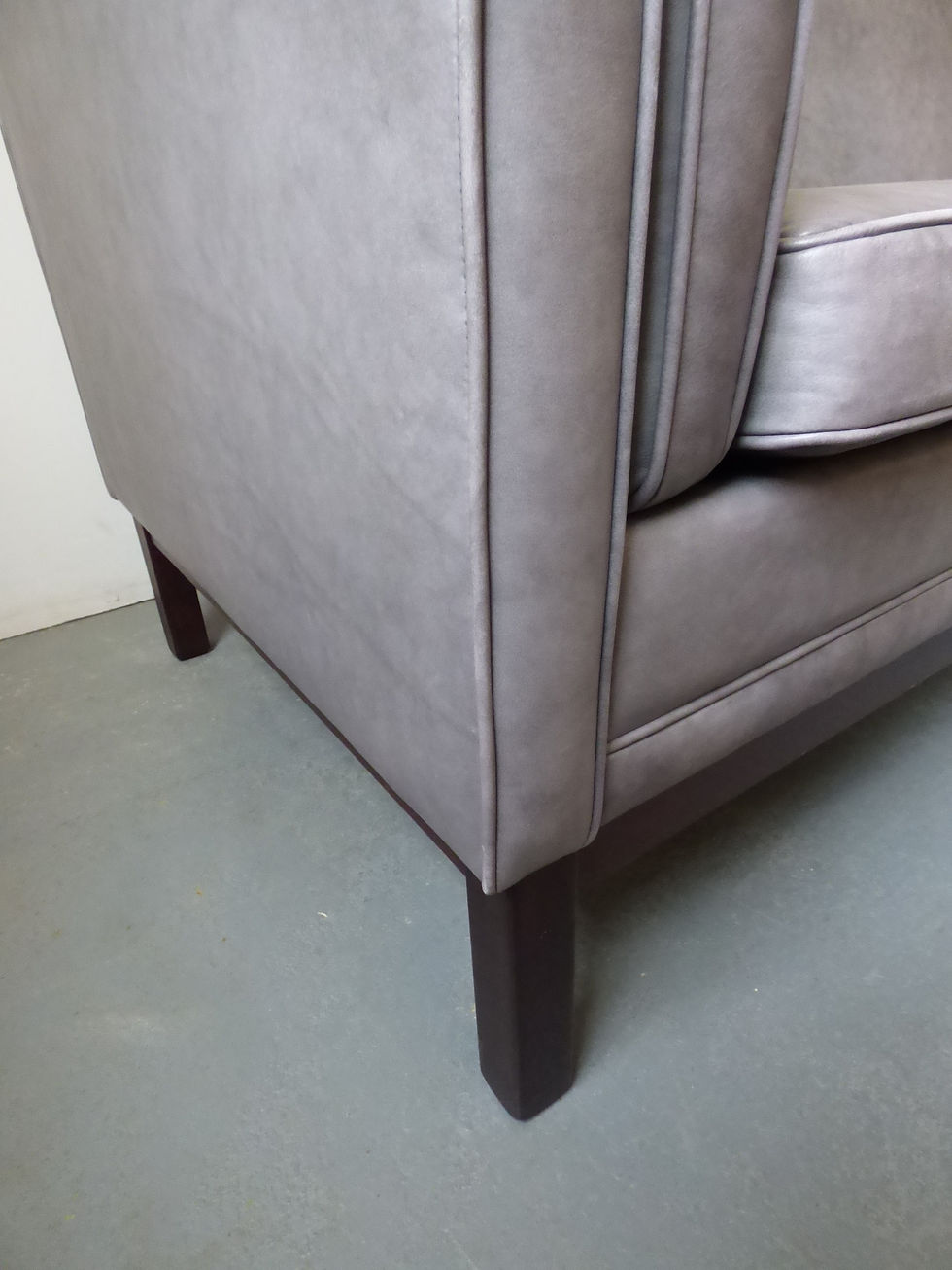 Thumbnail: Danish light grey leather sofa